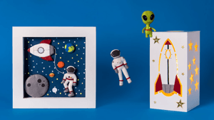 Decoração de quarto com feltro divertido: astronautas