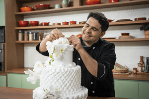 Bolo de casamento com técnica em chantilly