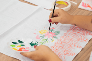  Pintura com estêncil: pano de prato