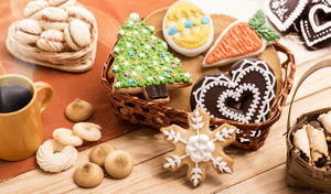 Bolachas decoradas e cupcakes